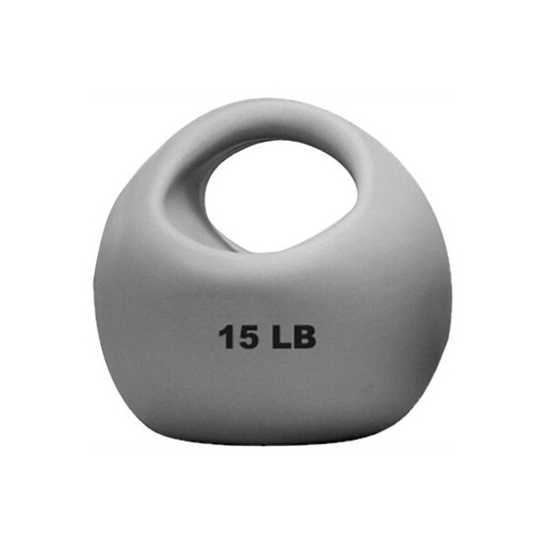 CanDo One-Handle Medicine Ball, 15 lb., 9" Diameter, Silver